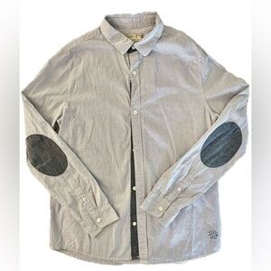 Zara 100% Coton Gray Button-Up Shirt with Elbow Patches Size 14 (Junior)